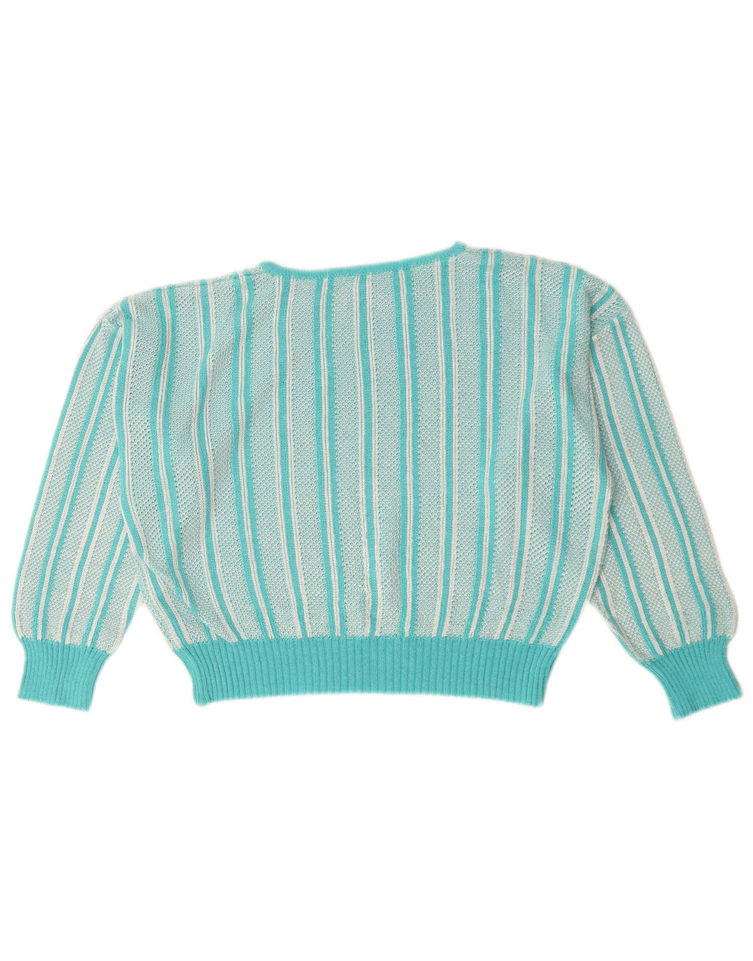 Pulover pentru femei VINTAGE cu gâtul cu barca UK 12 Medium Turcoaz Paisley