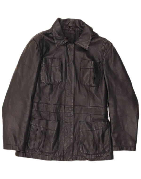 Jachetă de piele vintage pentru femei UK 10 Small Black