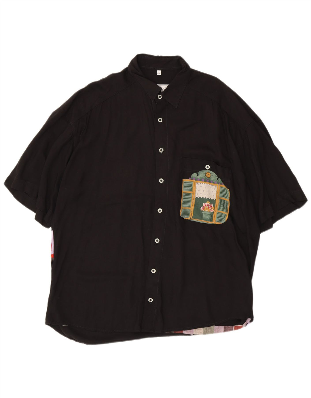 Cămașă cu mânecă scurtă pentru bărbați Cadini Suze 41/42, mare, neagră, viscoză