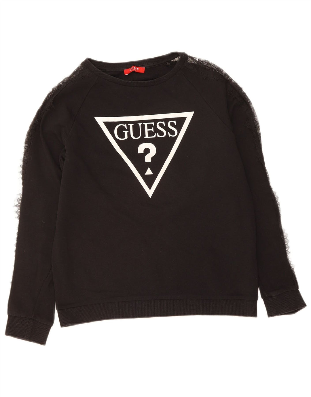 GUESS Womens Graphic Sweatshirt Jumper UK 8 Small Black Cotton