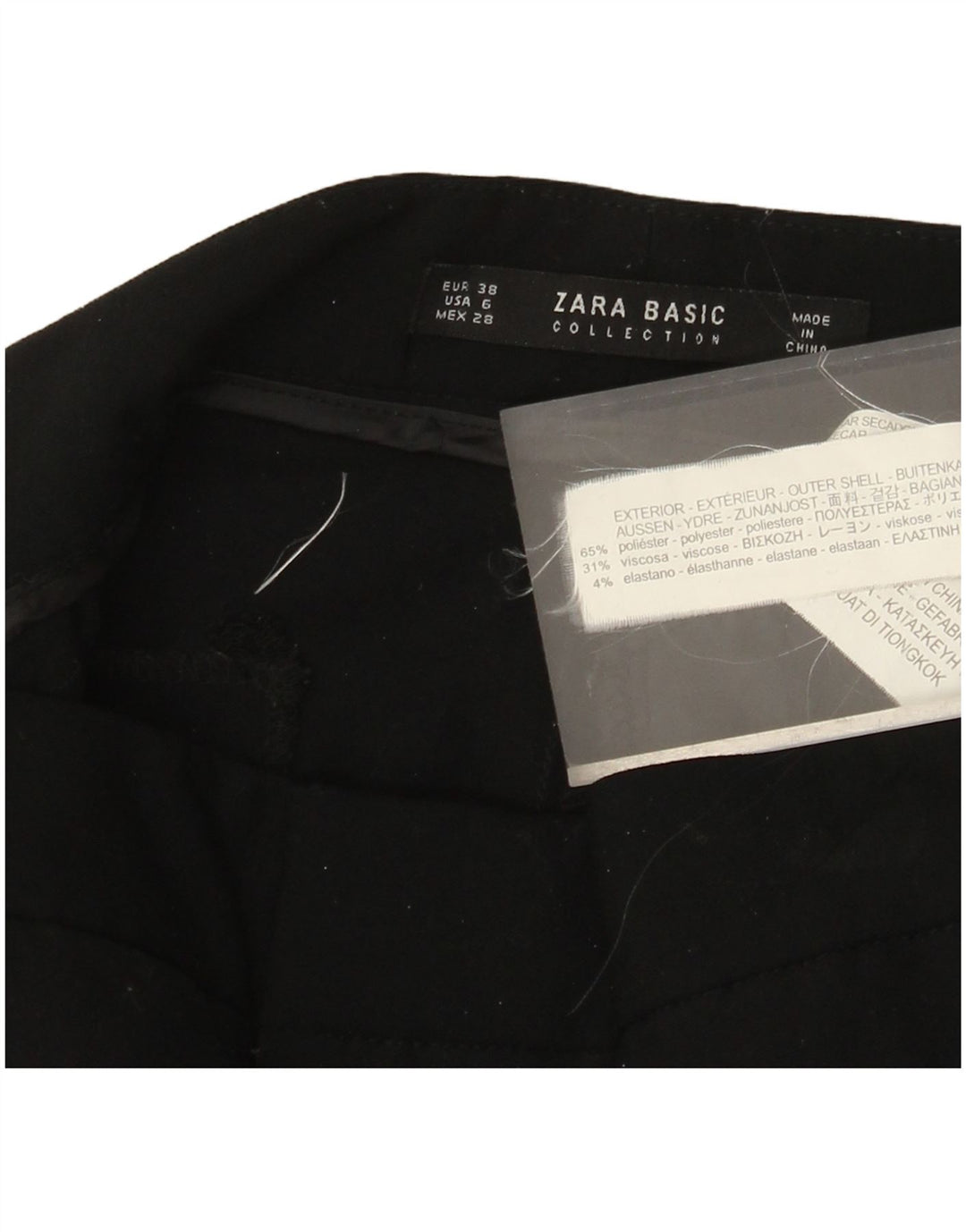 ZARA Pantaloni Drepți Femei EU 38 Mici L28 L26 Poliester Negru