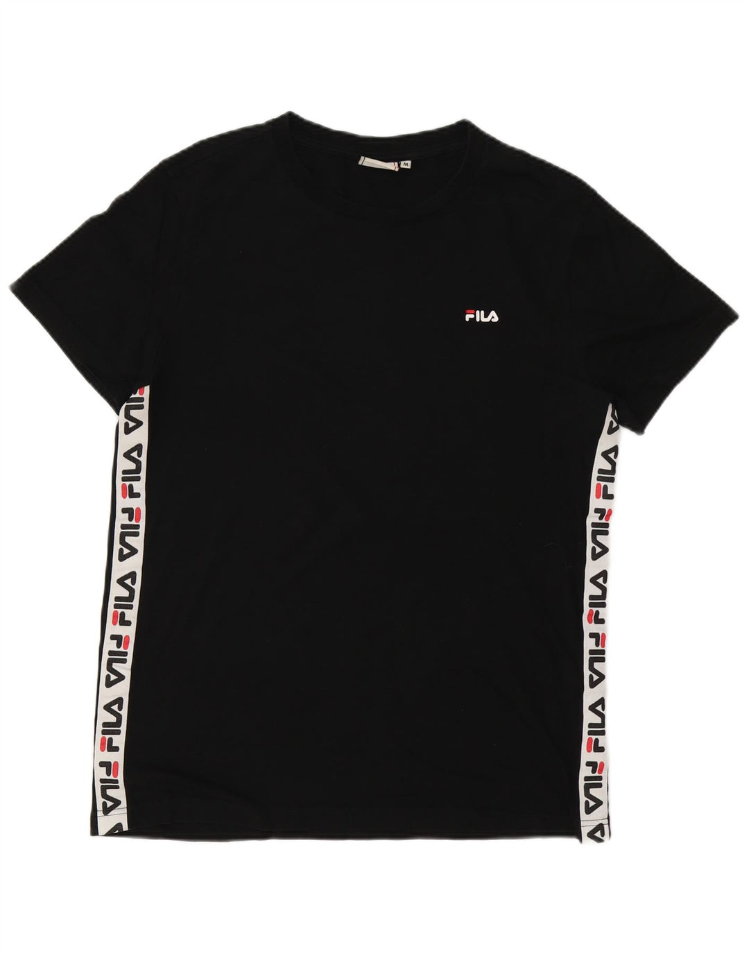 Tricou grafic Fila pentru bărbați Top mediu negru din bumbac color bloc