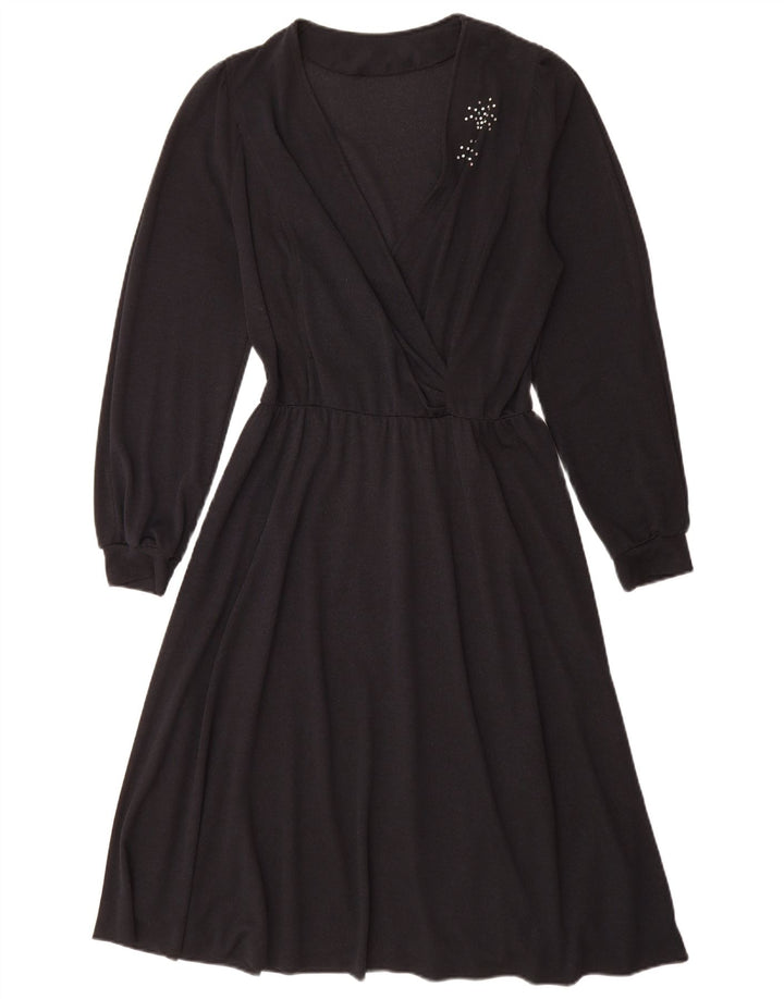 Rochie cu mâneci lungi pentru femei vintage UK 14 Medium Black