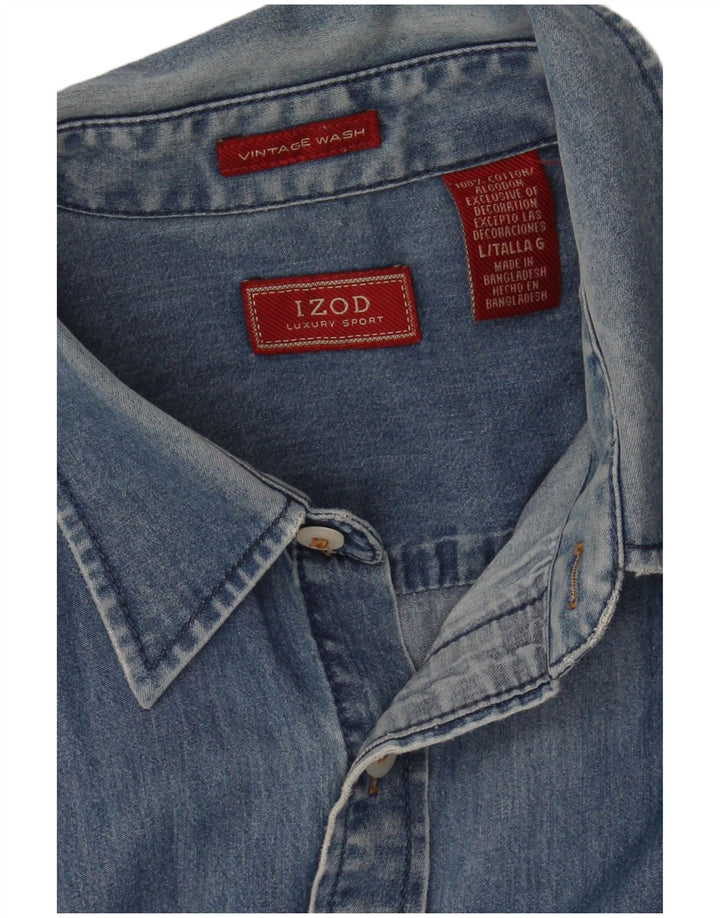 Cămașă Izod pentru bărbați din denim, mare, albastru, bumbac