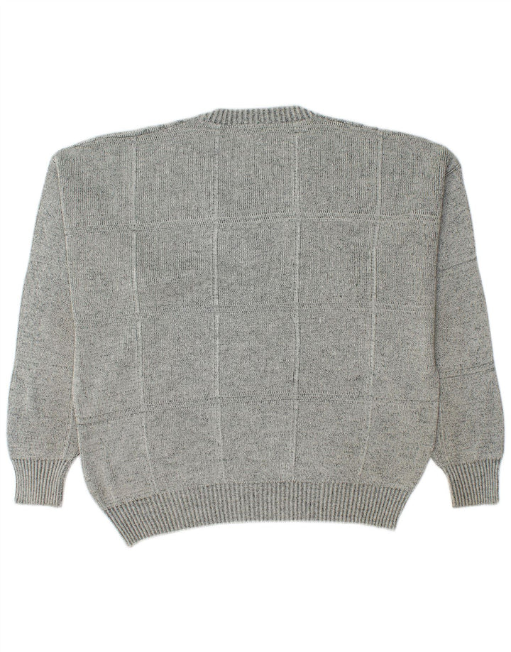 Pulover vintage pentru bărbați cu decolteu în V IT 50 Medium Gri Geometric