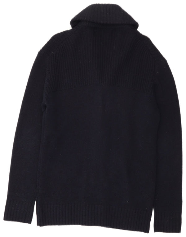 Pulover cardigan pentru bărbați Lyle & Scott, lână de miel bleumarin mediu