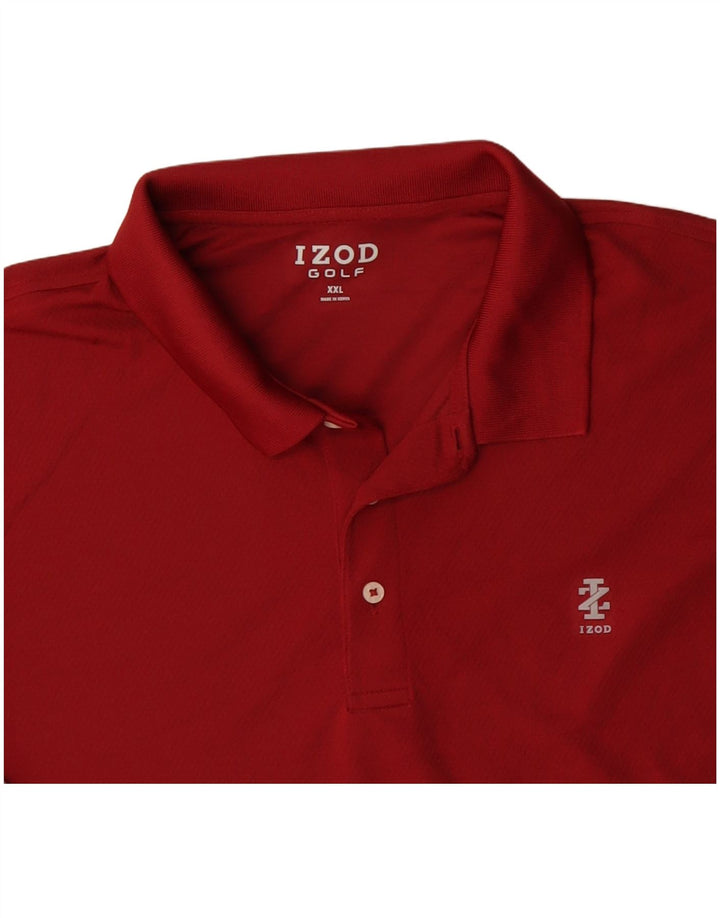 Tricou polo IZOD Golf cu mânecă lungă pentru bărbați, poliester roșu 2XL