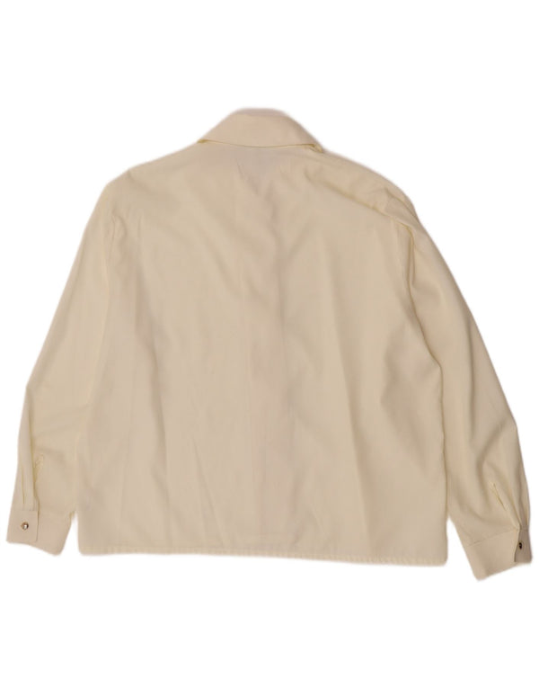 Bluză cămașă vintage pentru femei UK 14 Medium Off White Viscose