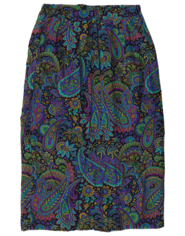 Fusta Midi Vintage pentru Femei cu talie înaltă W28 Medium Multicolor Paisley Silk