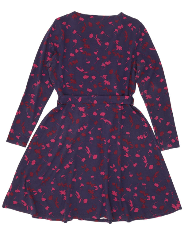 Rochie în formă de A cu mânecă lungă pentru femei Joules UK 16 mare, albastru marin, viscoză florală