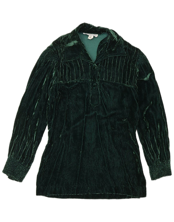 Cămașă pulover din catifea pentru femei VINTAGE US 8 Medium Green