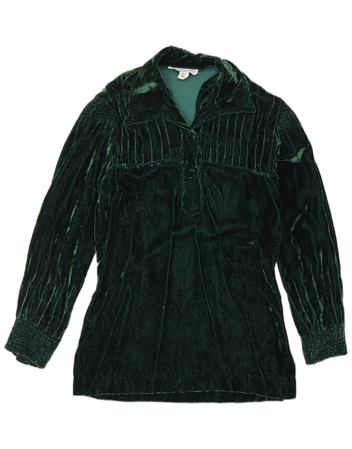 Cămașă pulover din catifea pentru femei VINTAGE US 8 Medium Green