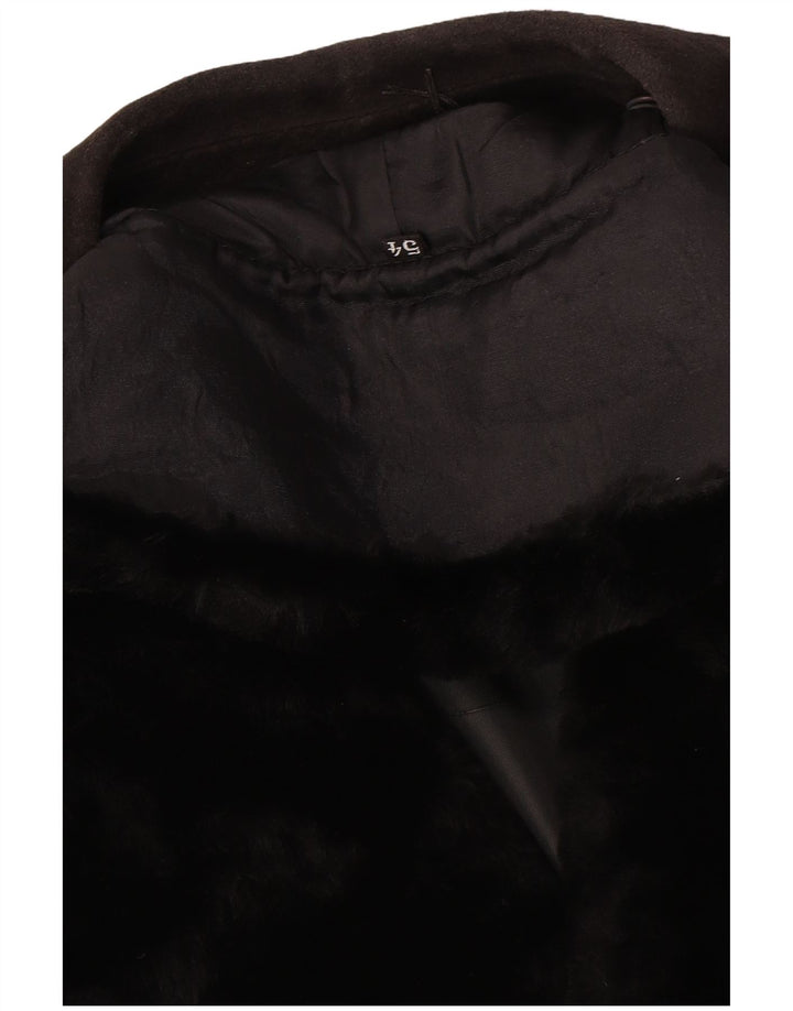 Palton dublu din piele intoarsa vintage pentru femei IT 54 3XL negru
