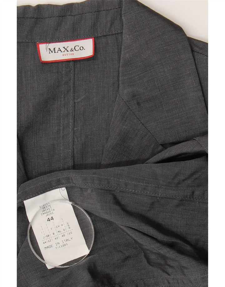Jachetă pentru femei Max & Co. Blazer cu 3 nasturi cu paragate UK 12, in gri mediu