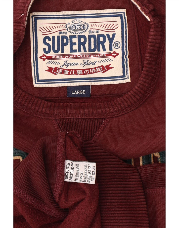 Hanorac grafic pentru bărbați Superdry Pulover mare din bumbac burgundy