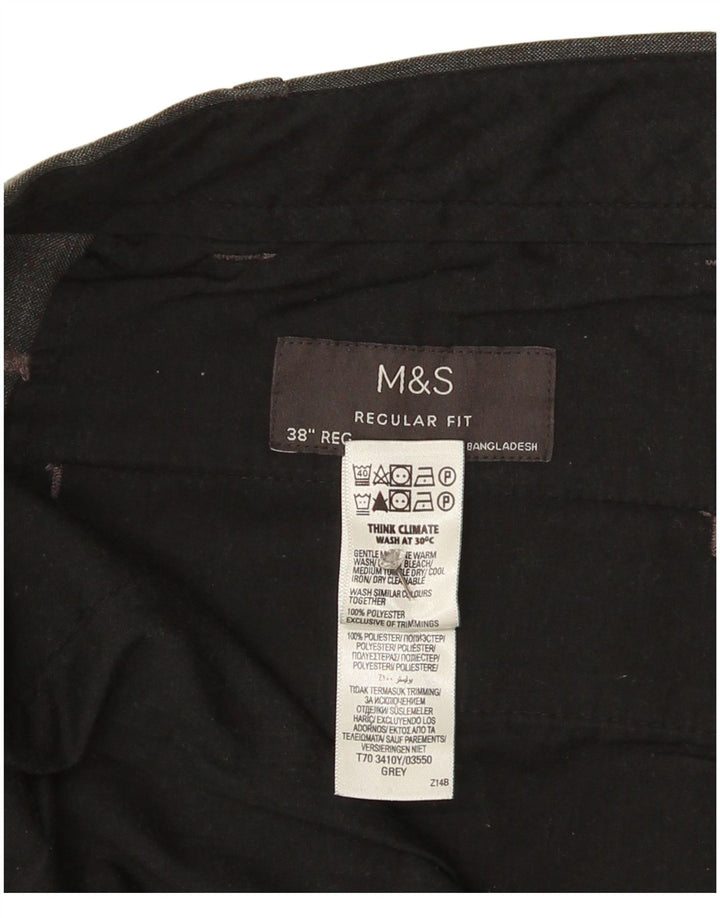 Marks & Spencer Pantaloni de costum pentru bărbați, drepti, cu croiala normală, L38 L30, gri
