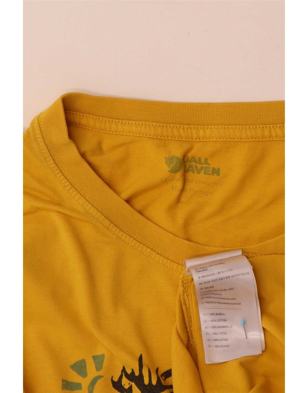 Tricou grafic pentru bărbați Fjall Raven Top din bumbac galben mediu