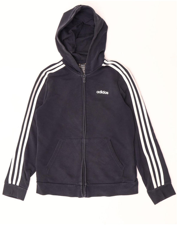 Pulover Adidas pentru femei, cu fermoar, cu capota, Marea Britanie 12/14, bumbac mediu albastru bleumarin