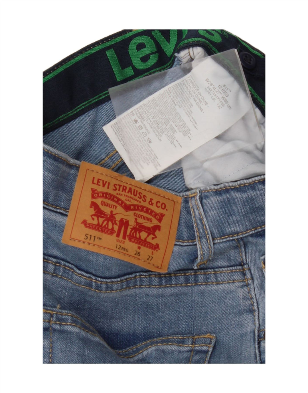 Levi's Boys 511 Distressed Slim Jeans 11-12 ani W26 L27 Blue Bumbac