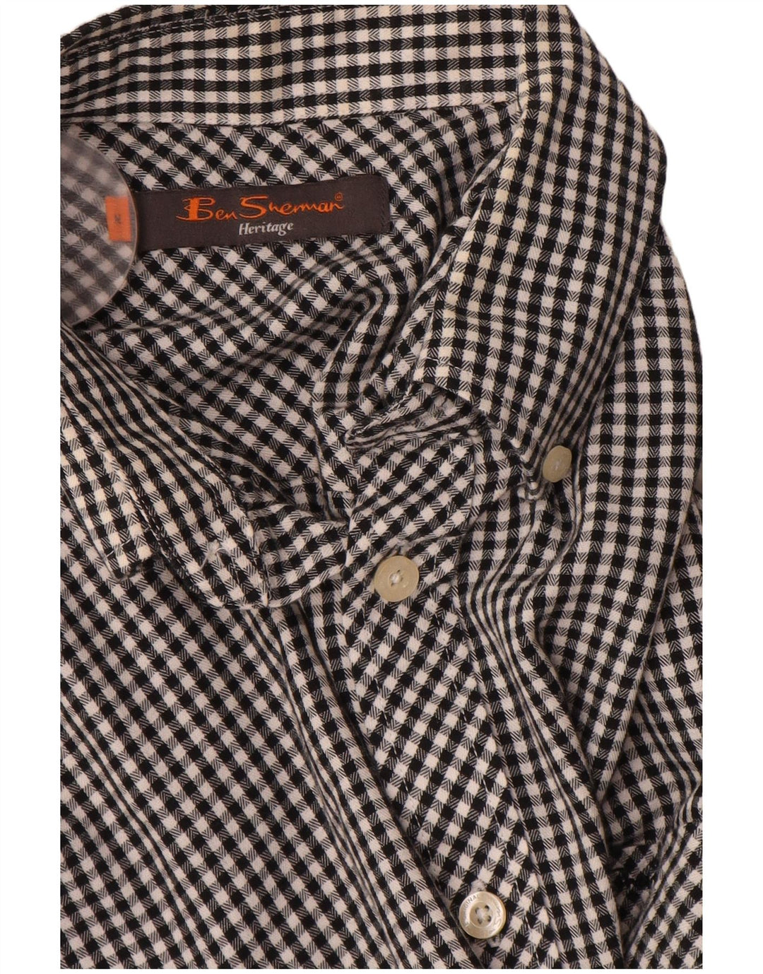 BEN SHERMAN Cămașă Heritage pentru bărbați, bumbac vichy negru mediu