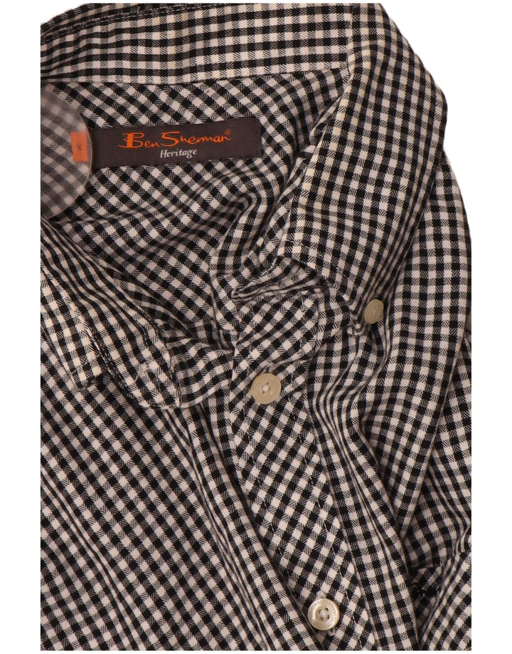 BEN SHERMAN Cămașă Heritage pentru bărbați, bumbac vichy negru mediu