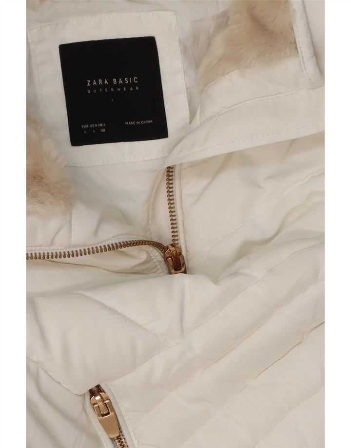 Jachetă căptușită pentru femei Zara UK 14 Large White