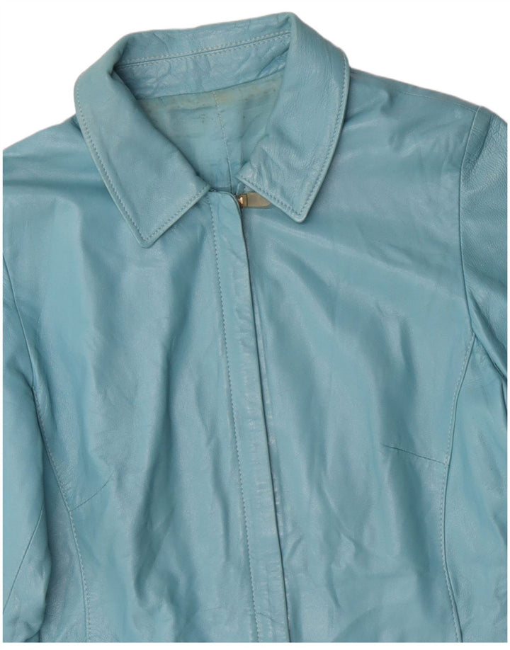 Jachetă de piele pentru femei VINTAGE UK 14 Piele albastră medie