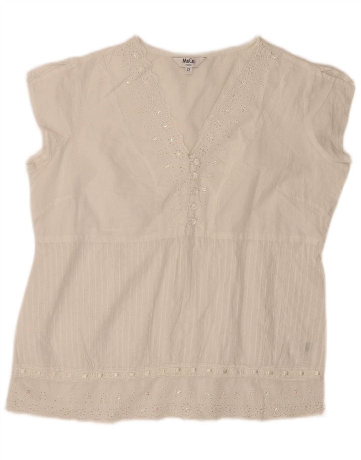 Max & Co. Bluza pentru femei, mărime Petite, UK 12, Mediu, Alb cu model floral, Bumbac