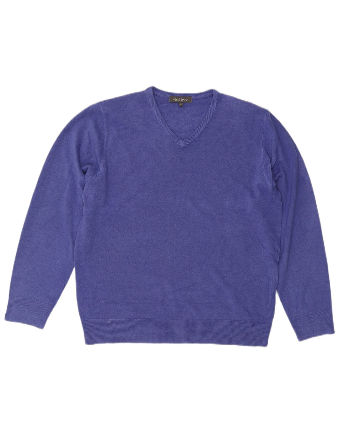 Pulover pentru bărbați Marks & Spencer, cu decolteu în V, XL, albastru acrilic
