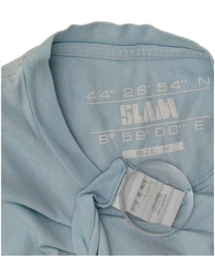 Tricou grafic SLAM pentru bărbați Top din bumbac albastru mediu