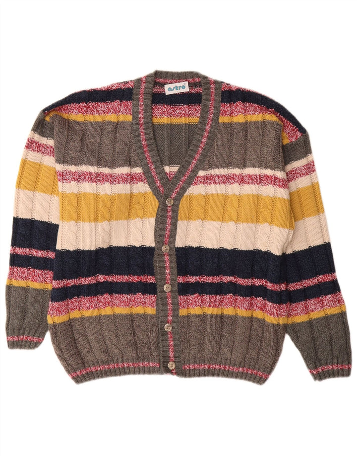 Pulover Cardigan Vintage pentru Damă UK 12 Mediu, Multicolor, Dungi