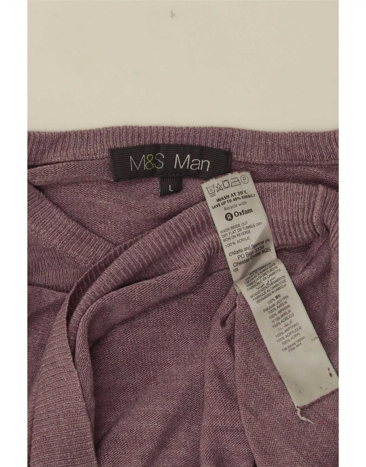 Pulover pentru bărbați Marks & Spencer cu decolteu rotund mare violet acrilic