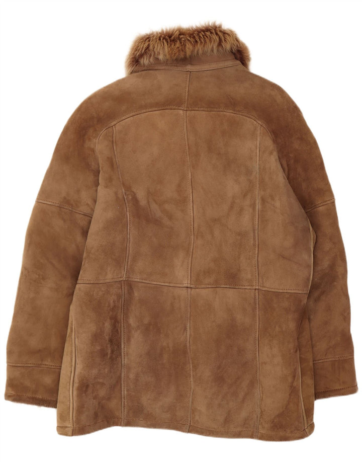 Jachetă din shearling vintage pentru femei, cu ajustare largă, IT 50 XL maro clasic