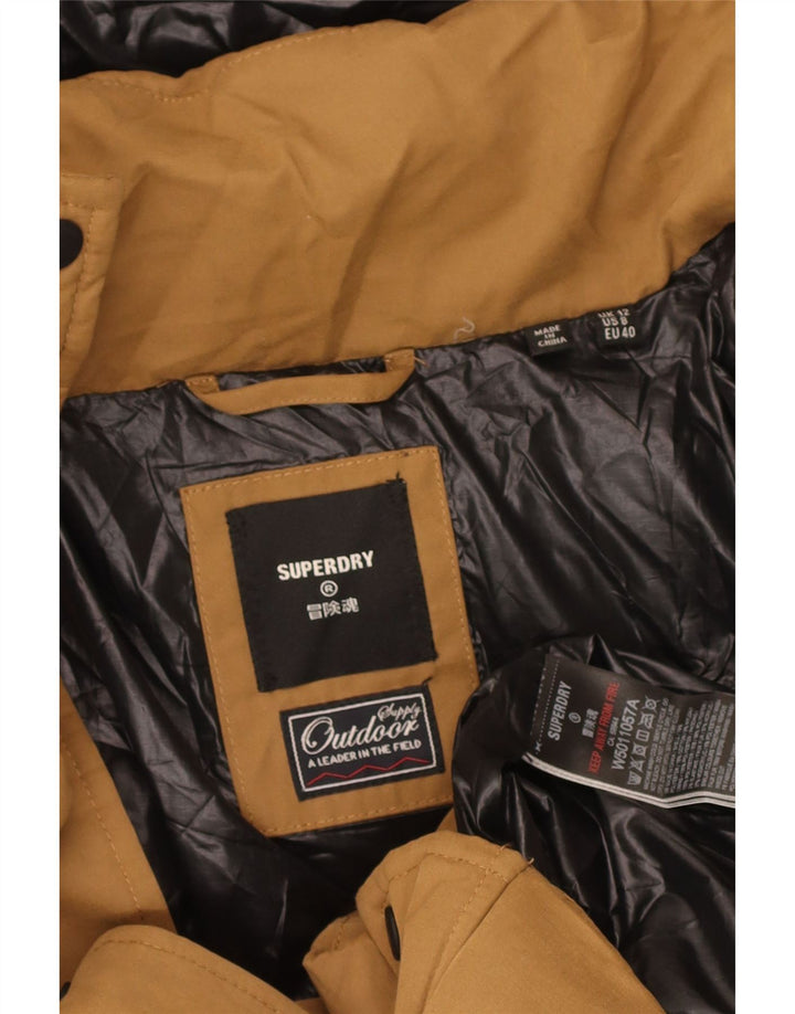 Palton căptușit cu glugă Superdry pentru femei UK 12 Poliester mediu bej