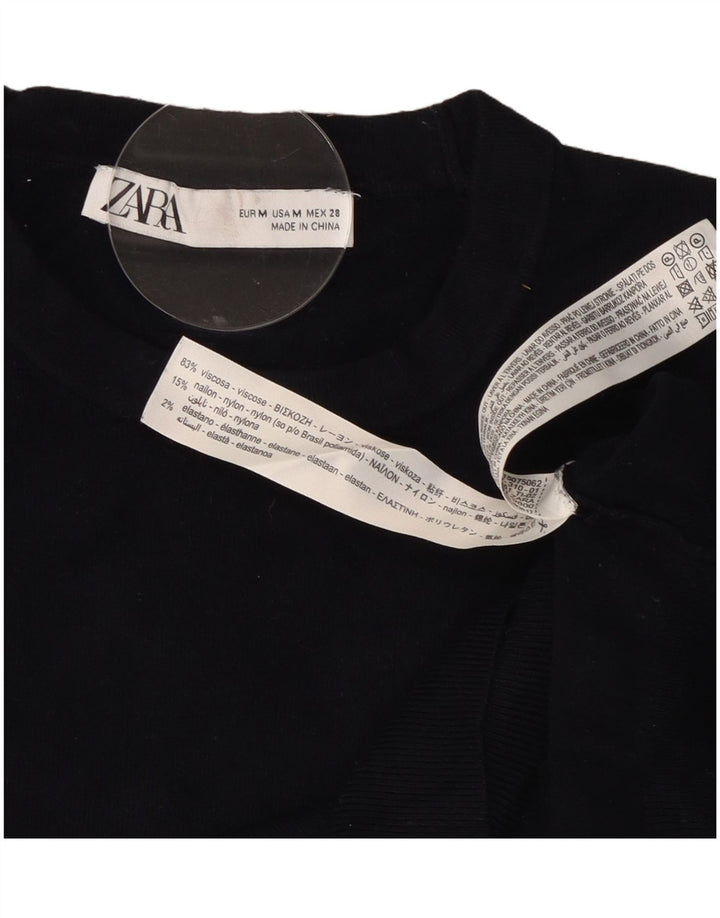 Pulover pentru femei Zara Crop Crew Gate UK 12 Medium Bleumarin Viscoza