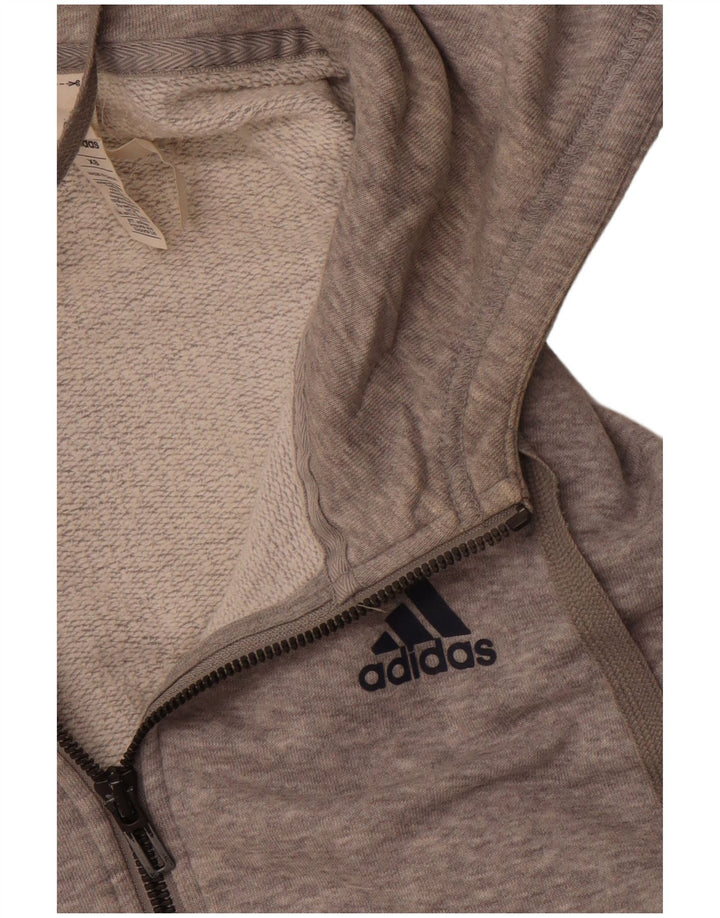 Pulover adidas cu capota supradimensionat cu fermoar UK 6 XS bumbac gri