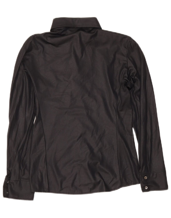 Bluză cămașă vintage pentru femei UK 14 Medium Black