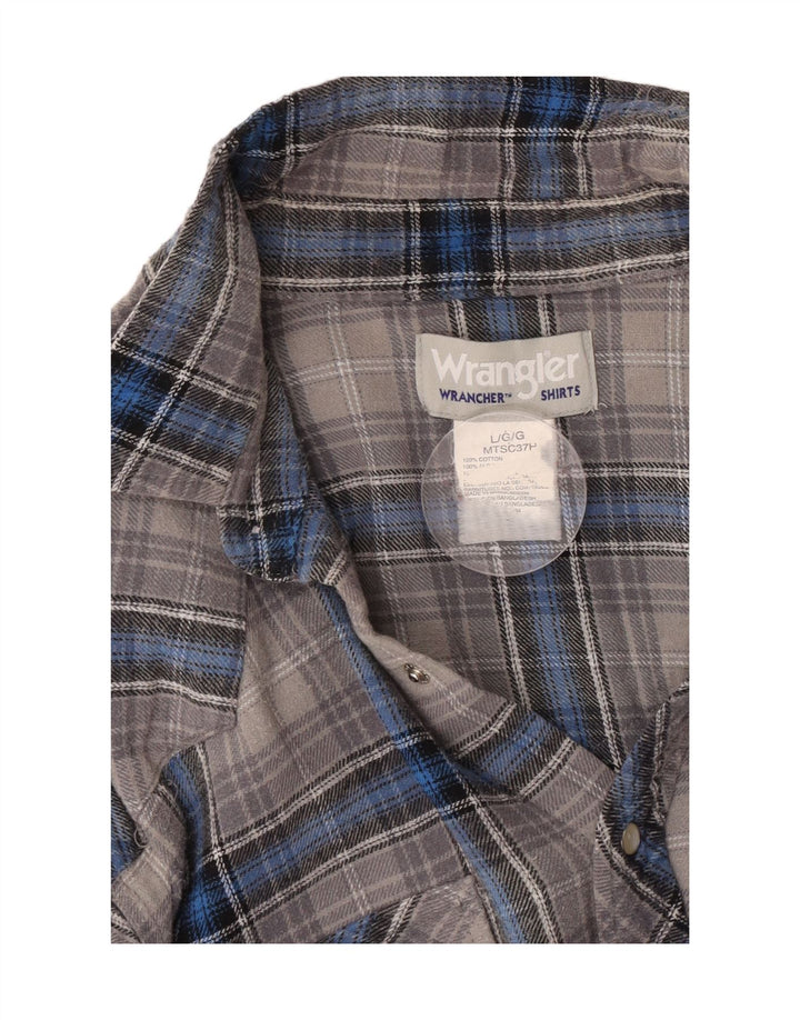 Cămașă de flanel pentru bărbați Wrangler, bumbac cu carouri, gri mare