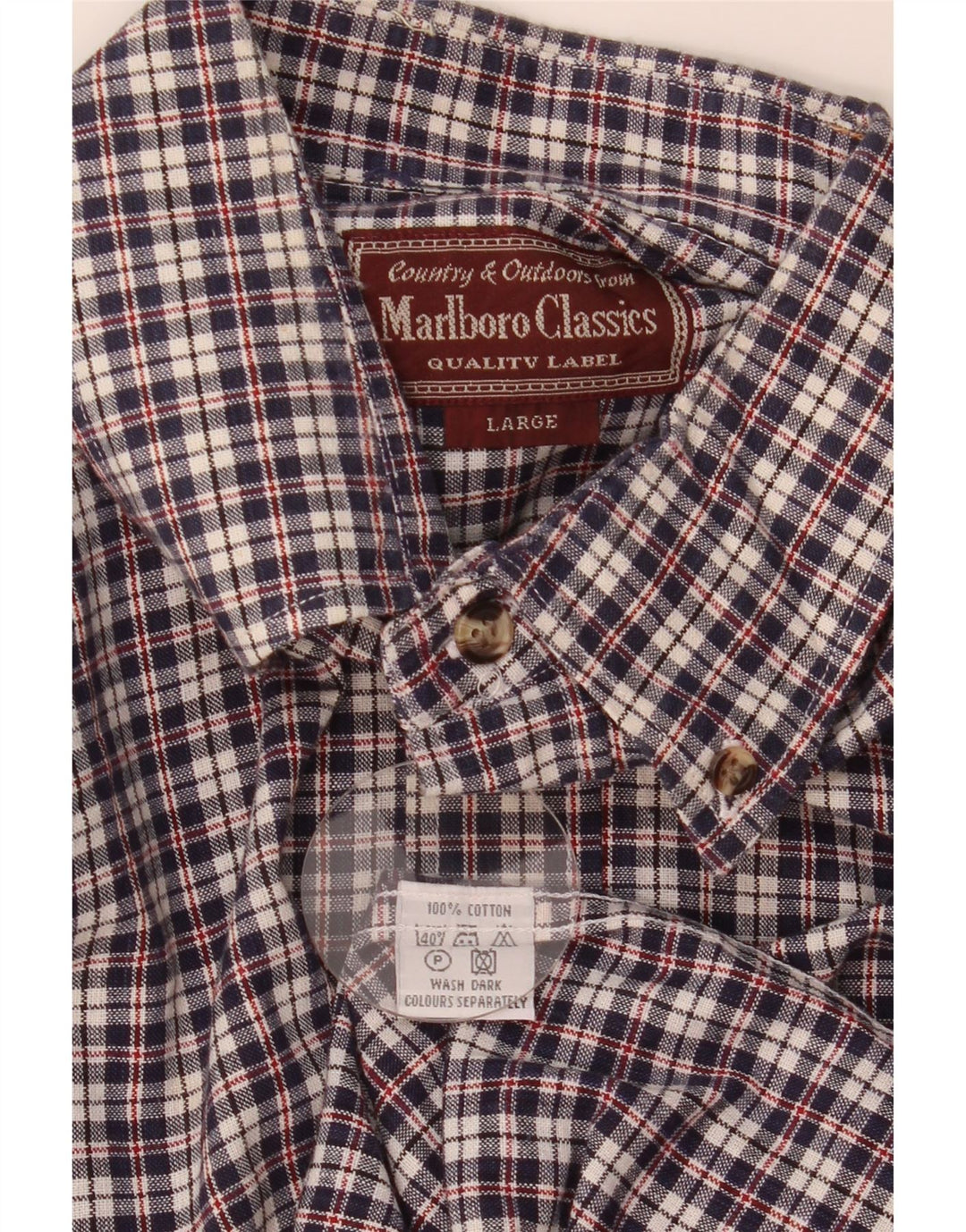 Cămașă pentru bărbați Marlboro Classics, mare din bumbac cu carouri bleumarin