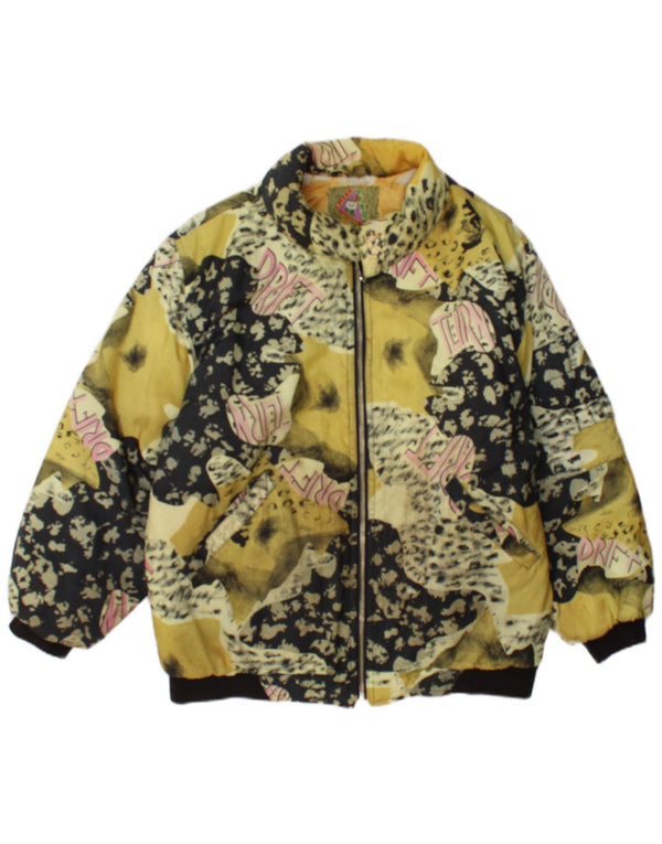 Jachetă Bomber Vintage pentru femei cu grafică UK 18 XL Galben Animal Print