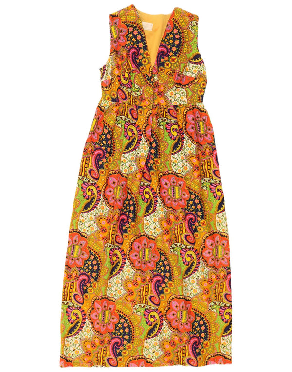 Vintage Womens Sleeveless Maxi Dress UK 12 Medium Multicoloured Paisley