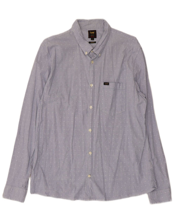 Cămașă Lee pentru bărbați Stretch Slim Fit, XL, bumbac geometric, albastru