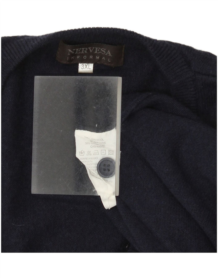 Pulover cardigan fără mâneci pentru bărbați Nervesa 3XL lână bleumarin