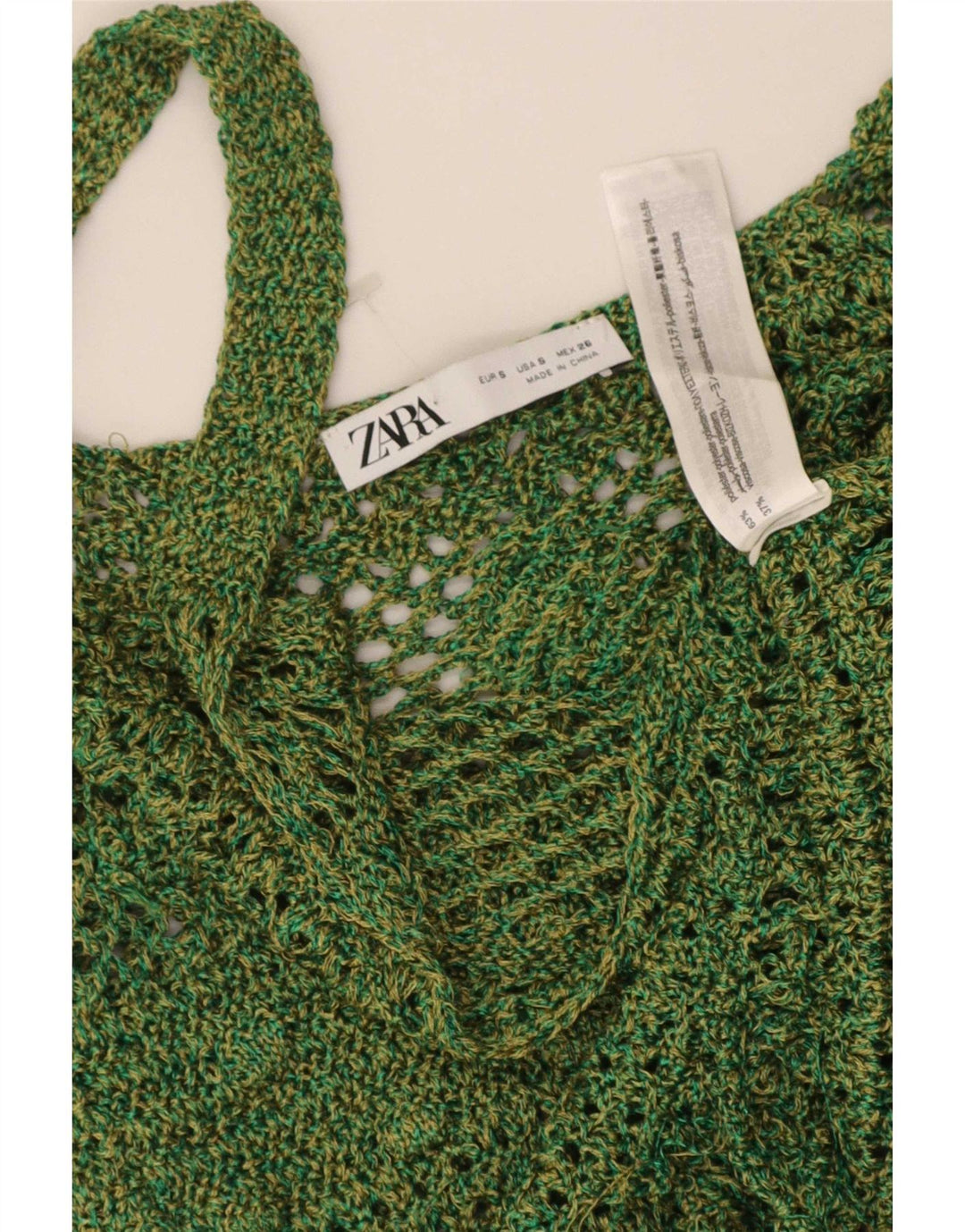 Top cu croșetat Zara pentru femei UK 8 Small Green Poliester