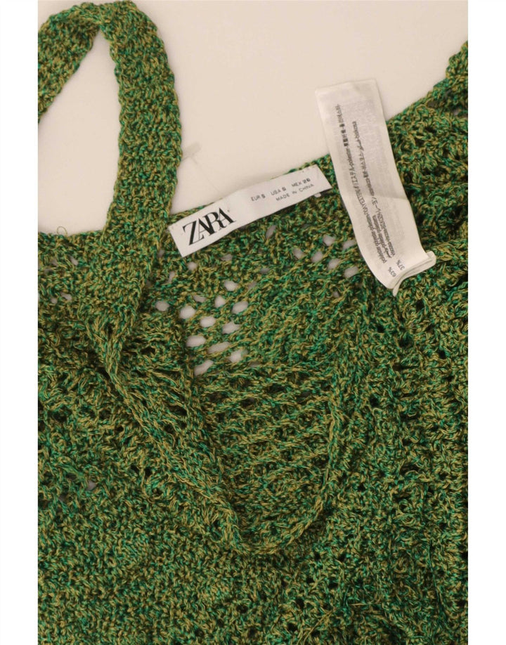 Top cu croșetat Zara pentru femei UK 8 Small Green Poliester