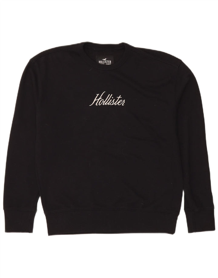 Pulover Hollister pentru bărbați cu grafică, bumbac mic, negru