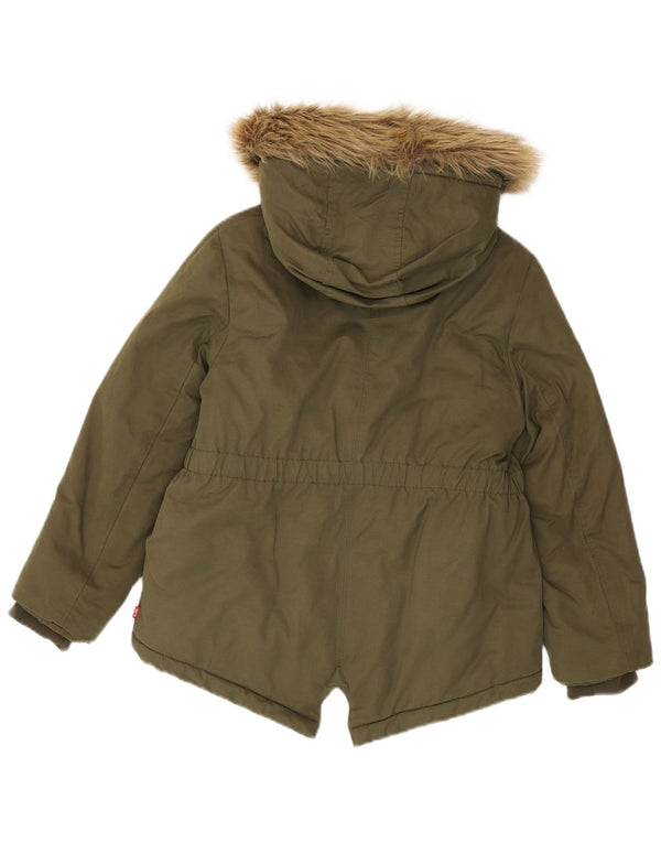 Jachetă parka cu glugă Levi's pentru fete 11-12 ani bumbac kaki