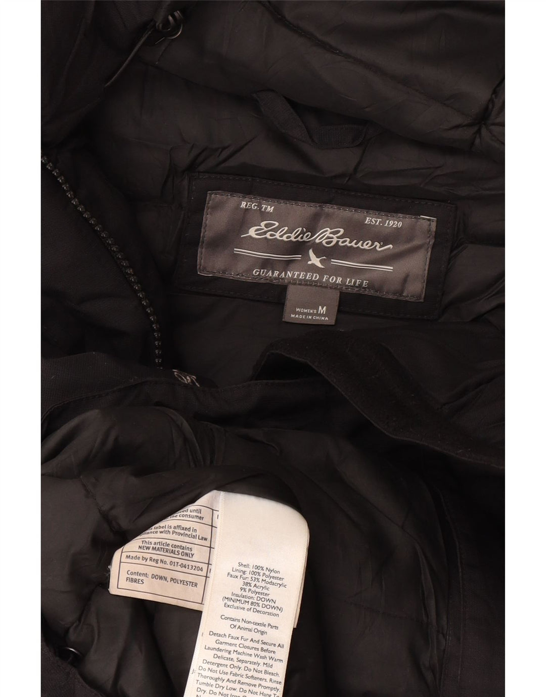 Jachetă Parka cu glugă pentru femei Eddie Bauer UK 14 Medium Black Nylon
