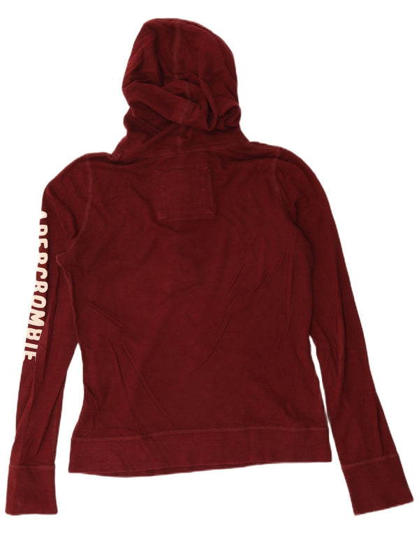 Pulover Abercrombie & Fitch pentru femei, cu gât cu nasturi, cu glugă, UK 16, mare, burgundă