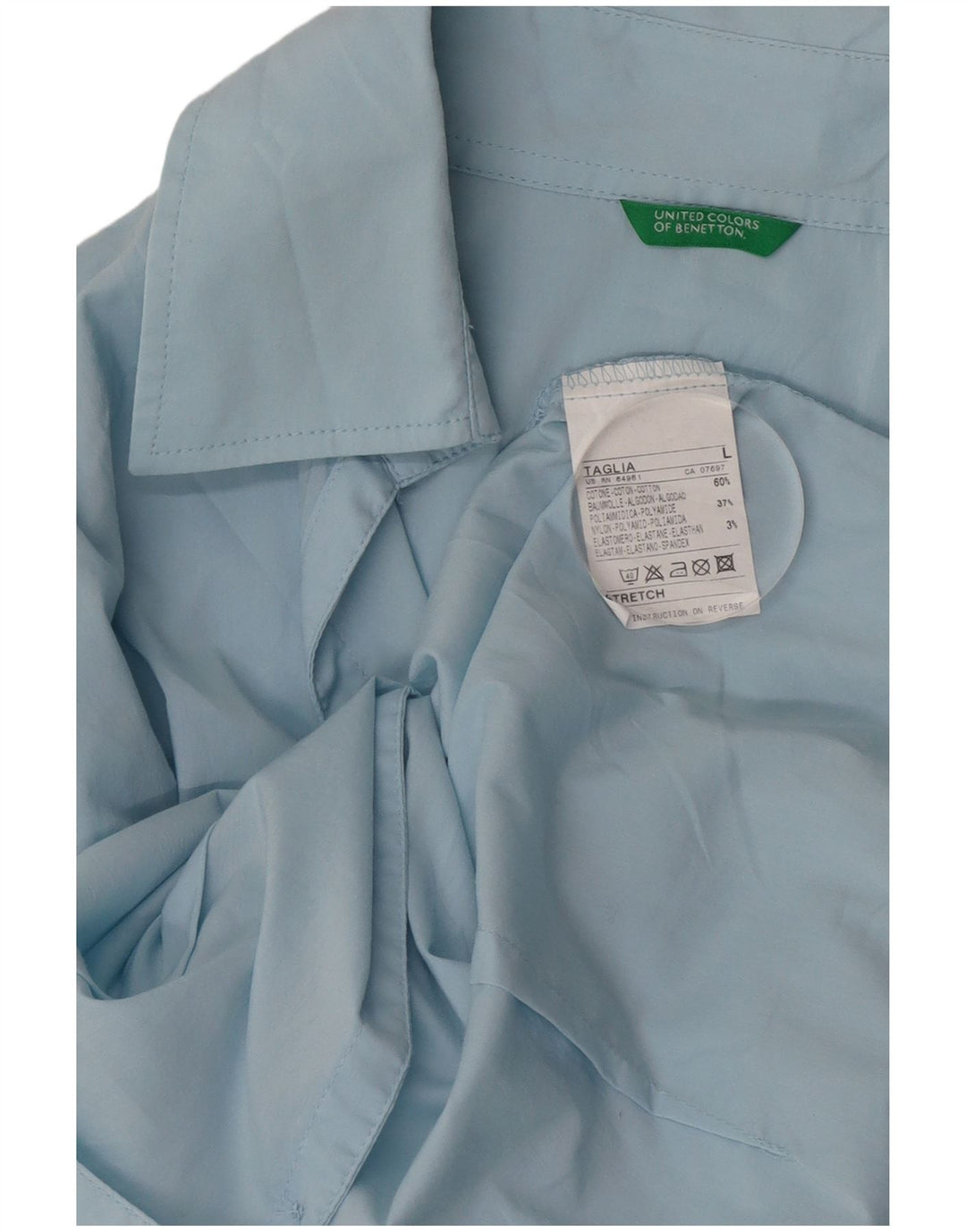 Cămașă Benetton pentru femei UK 16, mare, albastru, bumbac
